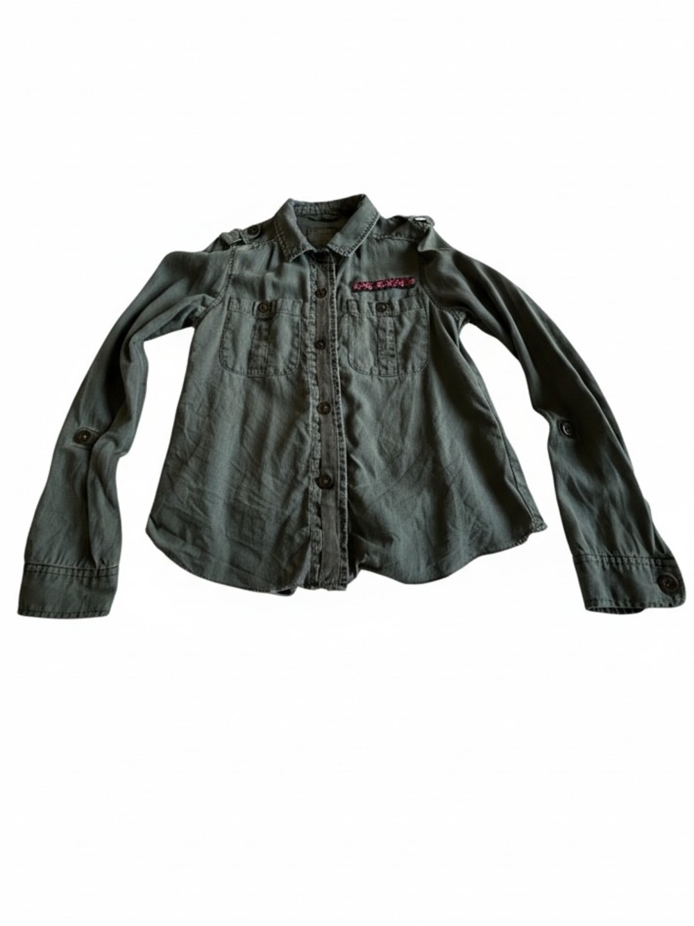 Aeropostale Olive Green Button-Down Shirt